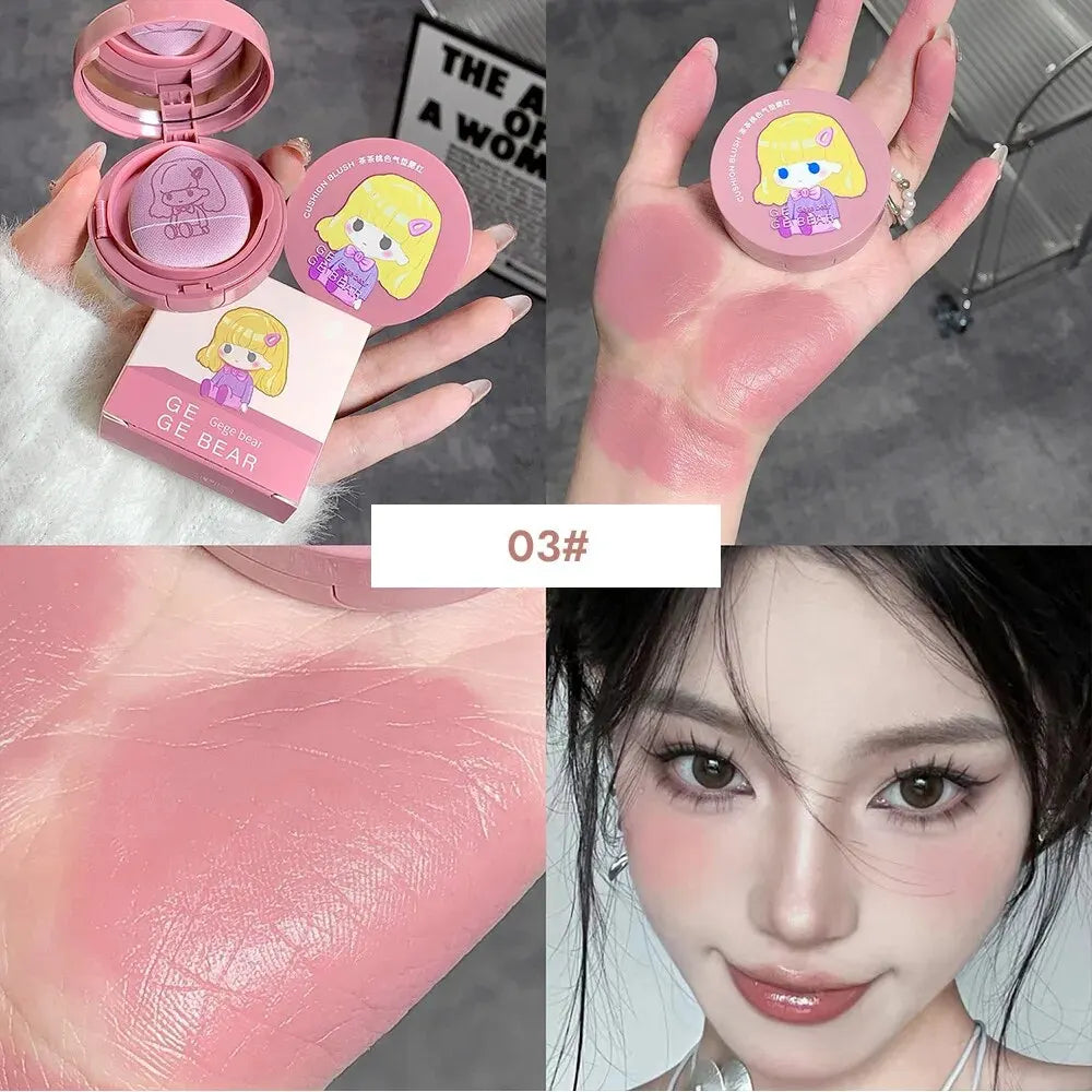 Cushion Blush Blendable Shade Powder Puff Whitening Without Sticking Qme GX2021-3