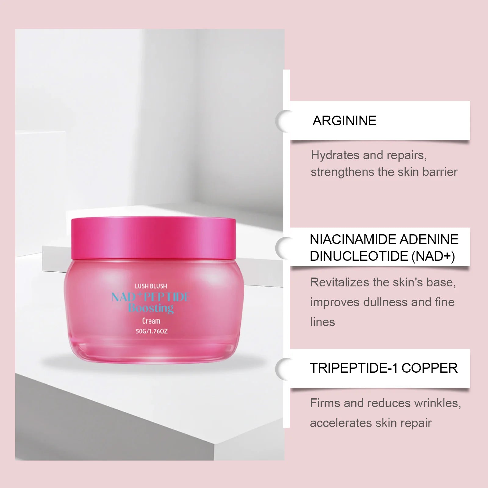 NAD+ Peptide Boosting Cream Anti-Wrinkle Firming Lifting Hydrating & Repairing Face Cream for Sagging Skin Daily Skincare Qme
