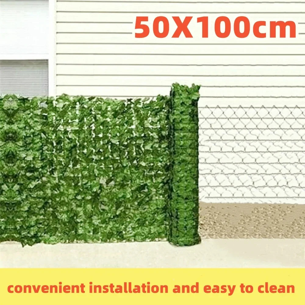 50X100cm Artificial Flowers Leaves Fence Removable Outdoor Garden Decoration Hedge Privacy Protection Green Leaf Flower Wall Qme
