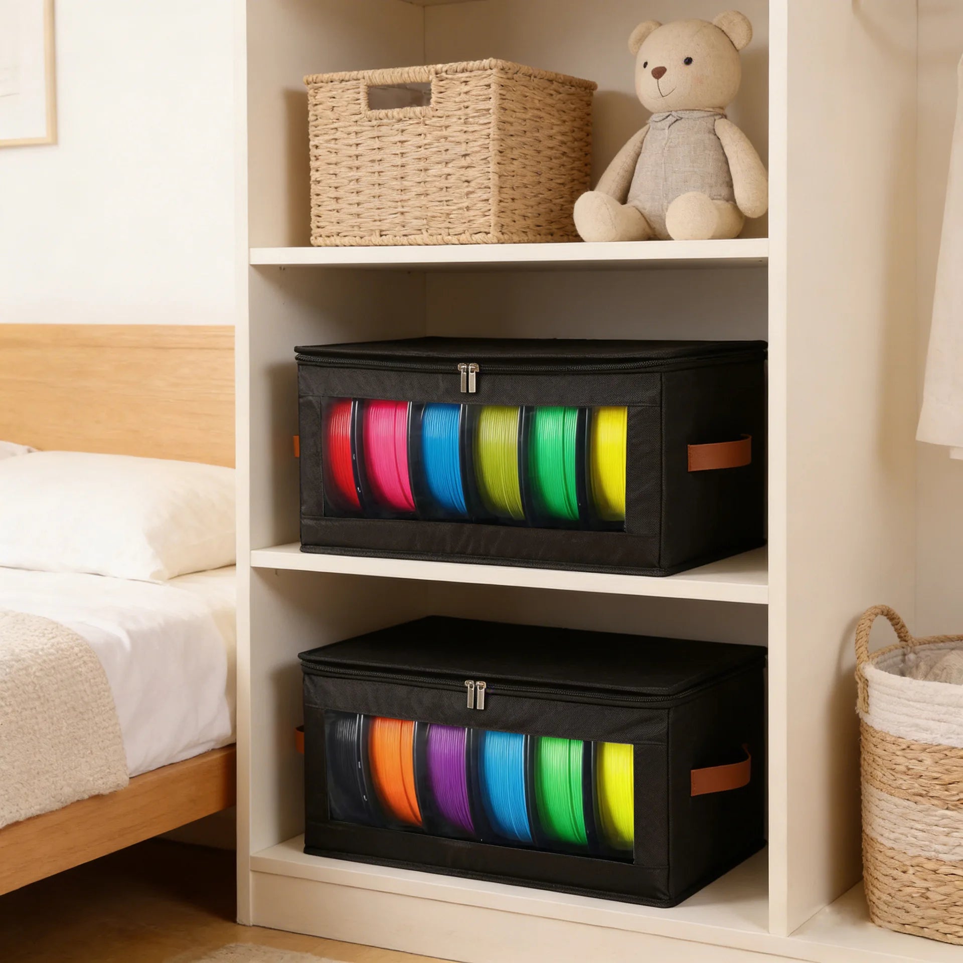 600D Oxford 3D Printing Filament Storage Case Dustproof & Moisture-Proof Organizer Fits 6 Rolls of Long Filament Qme