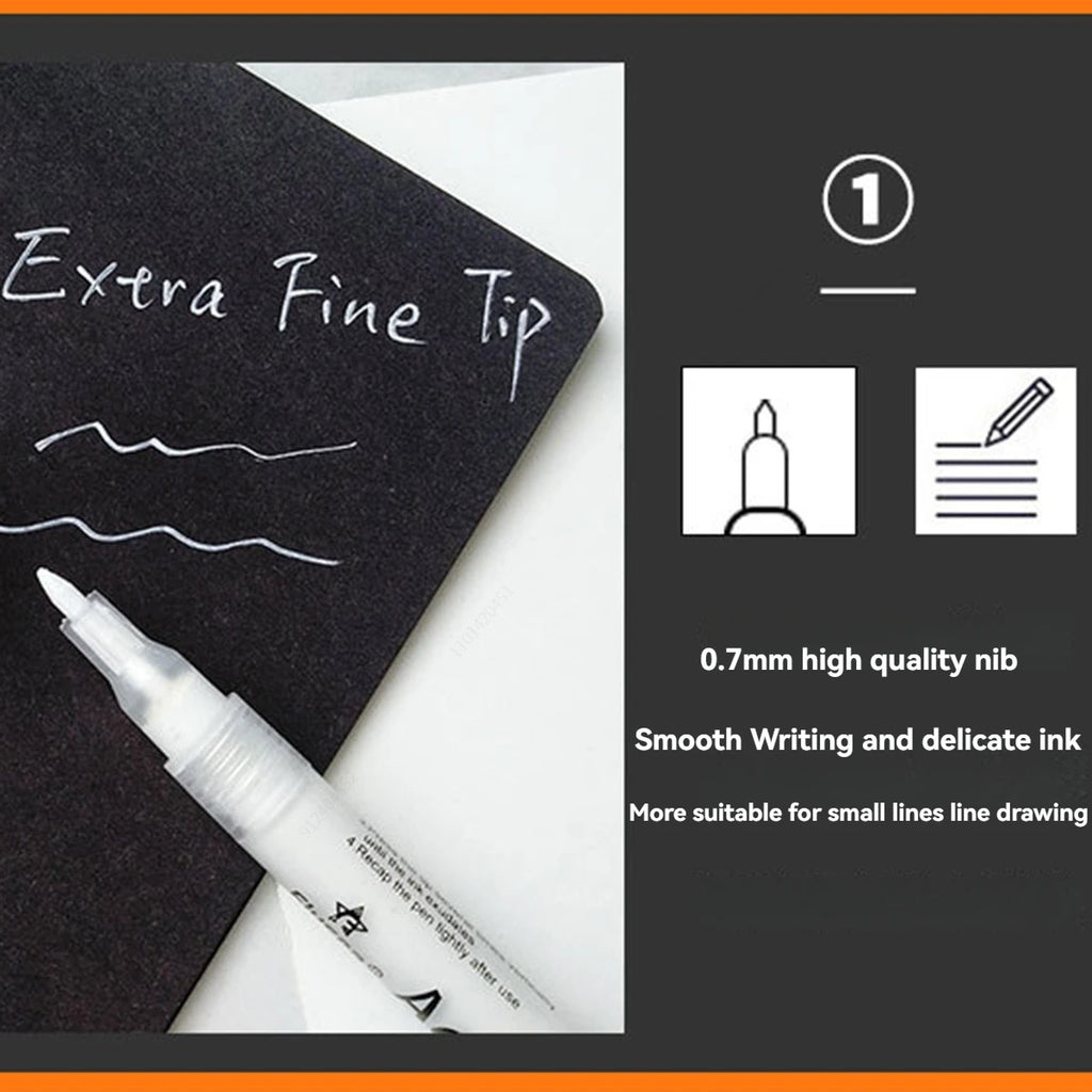 6/10 Pcs/set Black White Acrylic Paint Pen Waterproof Permanent Marker for Rock Stone Ceramic Glass Fabric Canvas DIY Craft Qme