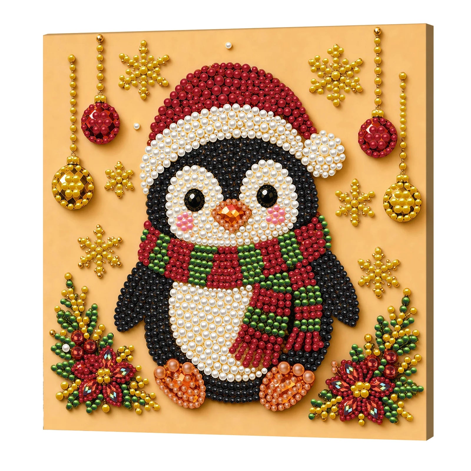 DIY Pearl Painting Kit with Frame 7.87x7.87in Pearl Dot Painting Pearl Art Painting for Adults Beginners Home Wall Decor Qme Christmas penguin