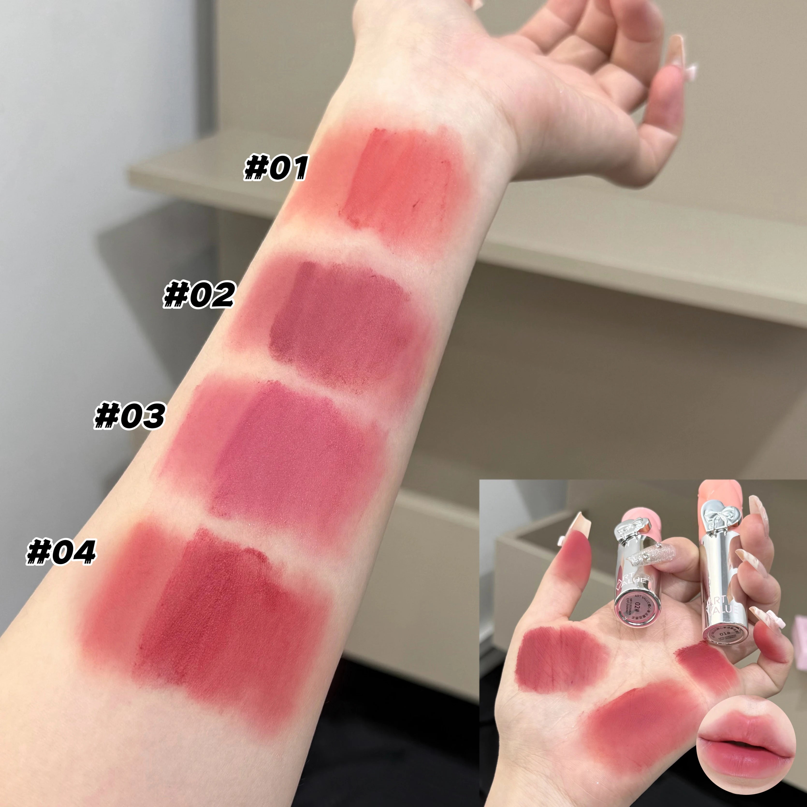 Red Tone Lip Glaze Matte Velvet Lipstick ART VALUE Long-lasting Qme