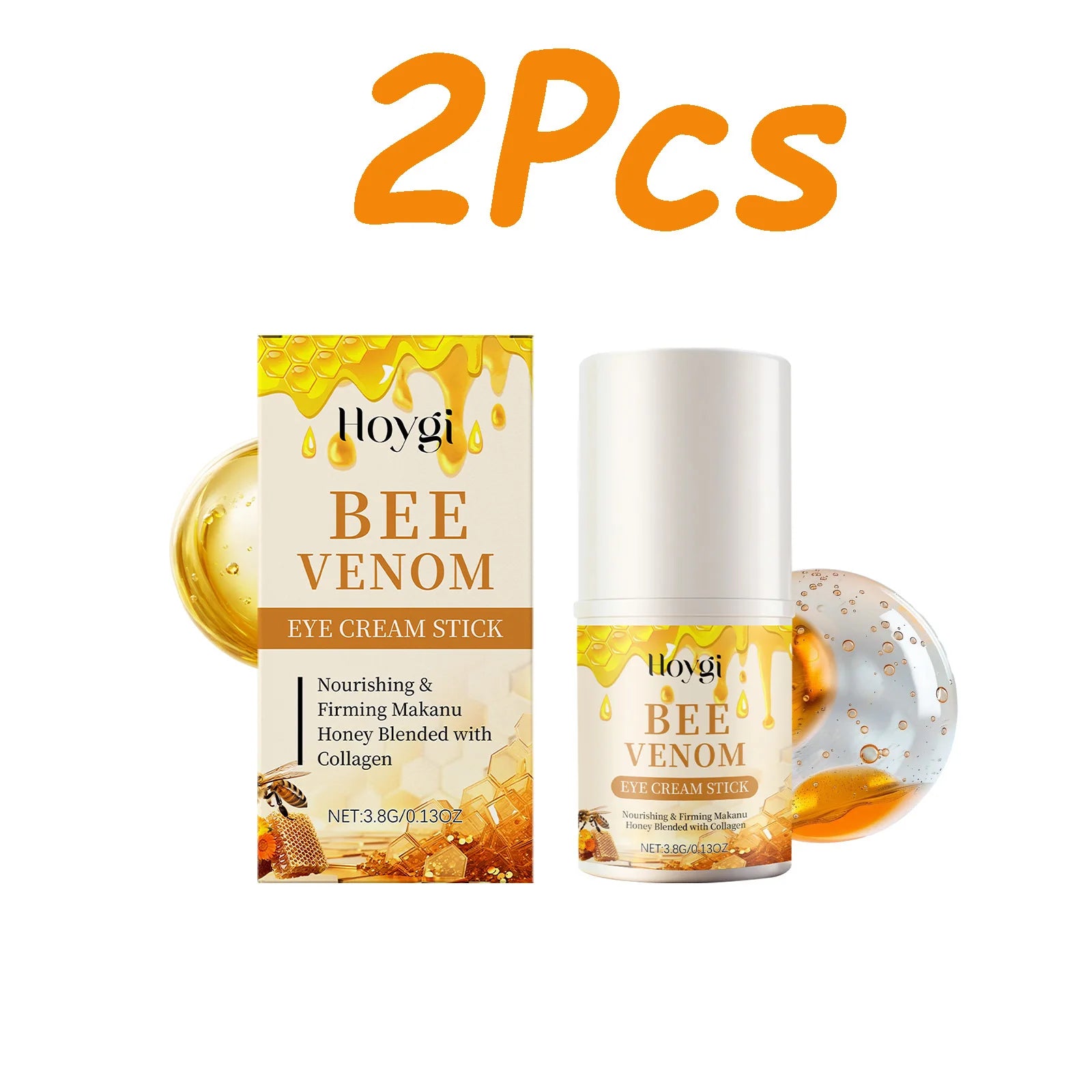 Bee Venom Firming Eye Cream Stick Dark Circles Remove Eye Bags for Under Eye Honey Lifting Brightening Anti-Puffiness Eye Care Qme 2 x 3.8g Boxed
