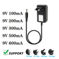9V 0.1A 0.2A 0.3A 0.5A 0.6A Switching Power Adapter 9V 100MA 200MA 300MA Universal Regulated Power Cord DC 5.5*2.1MM Qme dc 5.5-2.1mm EU PLUG 9V|0.3A