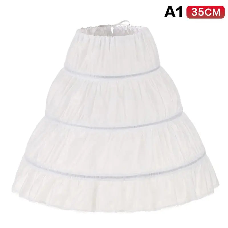 Fashion White Lace Children Skirt Steel Ring Adjustable Princess Skirt 3 Hoops Wedding Petticoat Kids Girls Qme 35cm