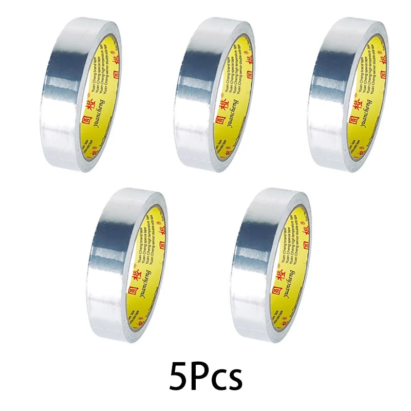 1Roll High Temperature Resistant Aluminum Foil Tape, Waterproof and Oil-proof, Flame-retardant and Sun-proof, Hand-tearable Qme 5rolls-width-20mm 20M