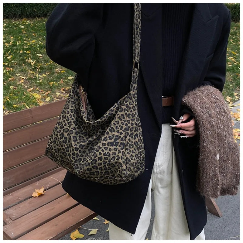 Leopard Print Large-capacity Bag Women Trendy Fashion Portable Qme