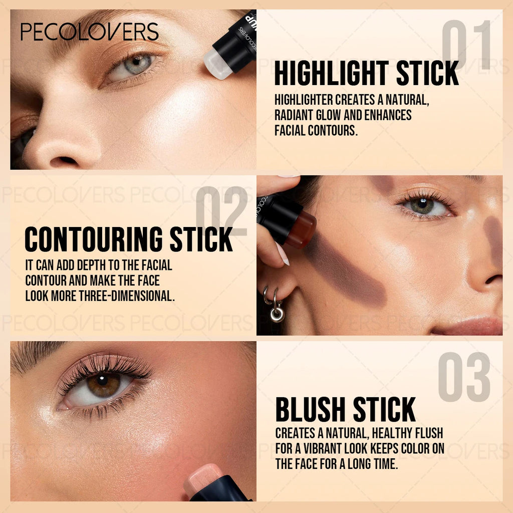 Face Contour Stick 3D Natural Shadow Look All Skins Highlight Qme