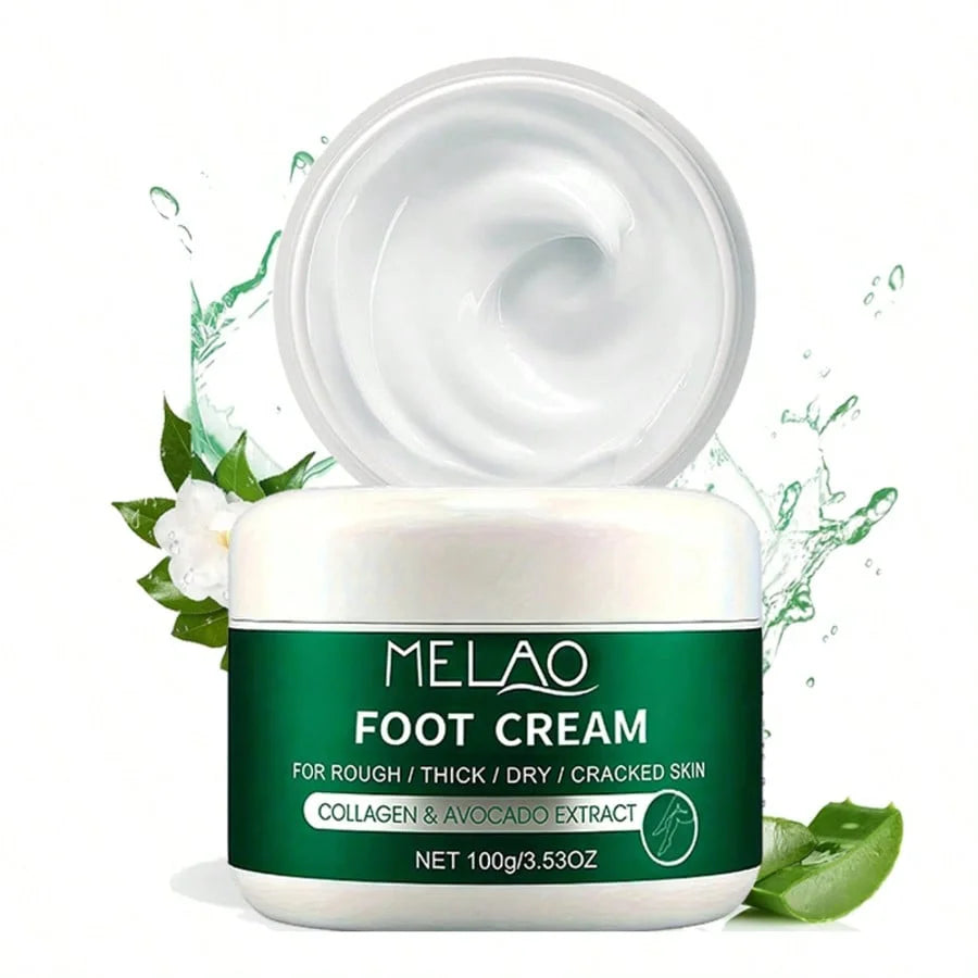 MELAO Collagen Foot Cream for Cracked Heels & Dead Skin - Avocado Extract Formula Repairs Dry Feet, Softens Rough Skin Qme