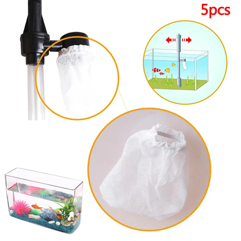 Cotton Elasticated Bag Cleaning Tools Aquarium Filter Fish Tank Mesh Qme