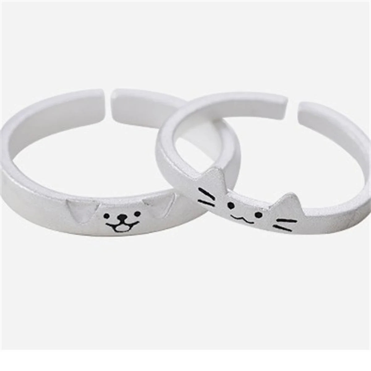 1/2pcs Animal Cute Cat Dog Animal Couple Ring for Women Men Fashion Statement Lover Rings Valentine's Day Party Jewelry Gifts Qme