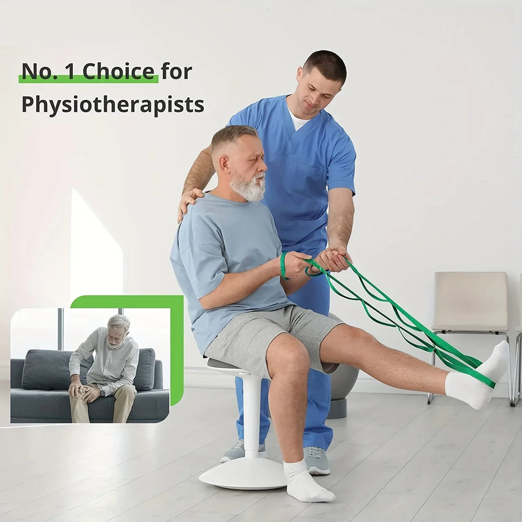 10 Loops Non-Elastic Yoga Stretching Strap Stretch Band With Workout Guide For Physical Therapy, Pilates, Exercise Qme