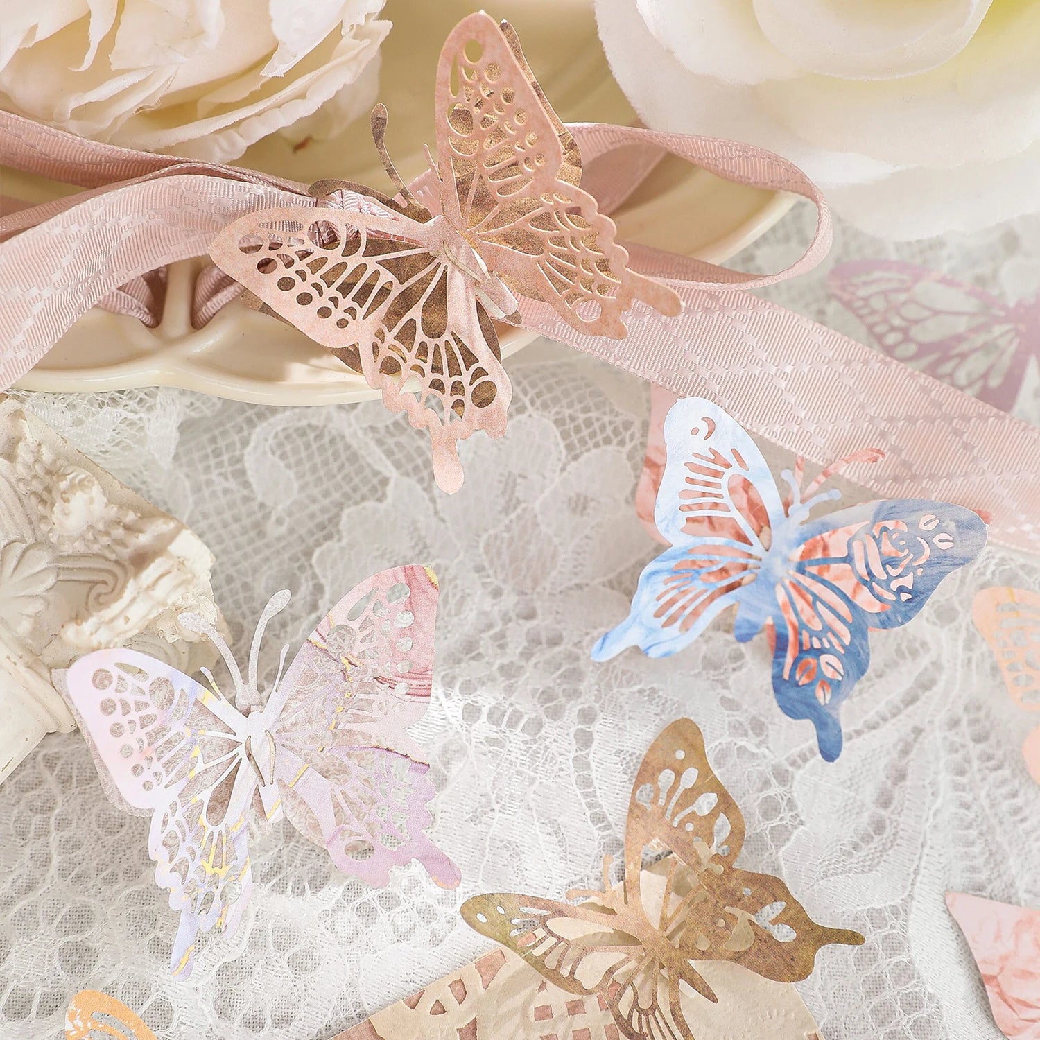 30pcs/pack Decor Scrapbook Hollow lace Materials Paper Combo Kit DIY Junk Journal Collage Photo Album Vintage Stationery Qme