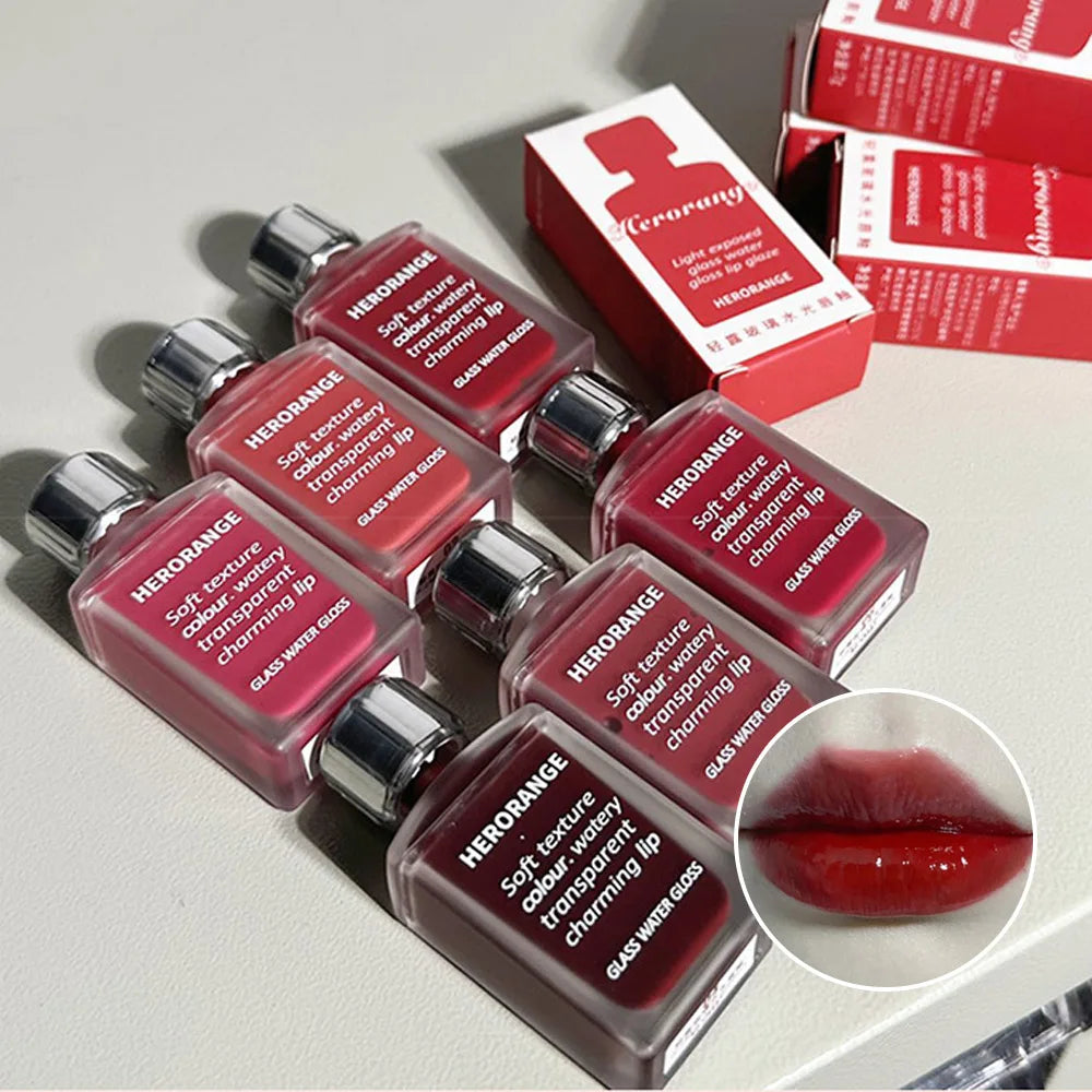 Lightly Glass Water Gloss Herorange Lip Glaze Mirror Moisturizing Qme