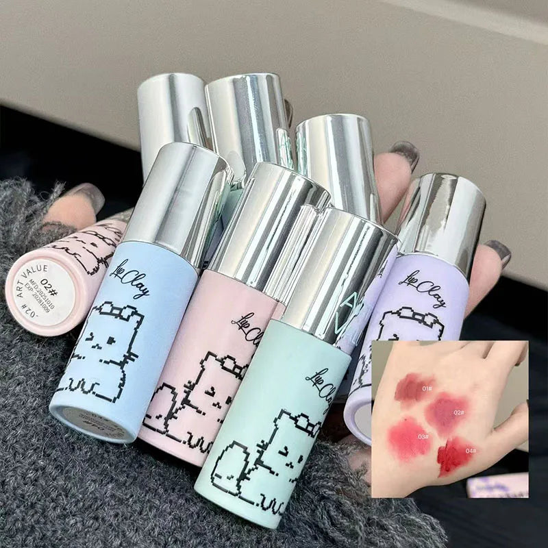 Lip Mud Kawaii Cat Velvet Nude Lipstick Matte Texture Silky Easy Qme