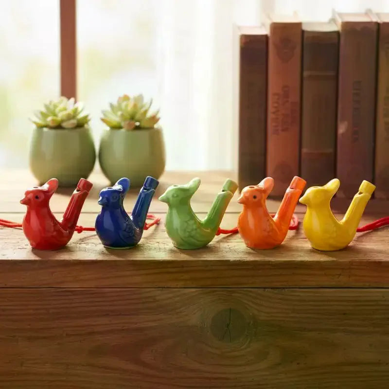1 Bird Whistle Water Musical Ceramic Colorful Animal Shape Early Qme