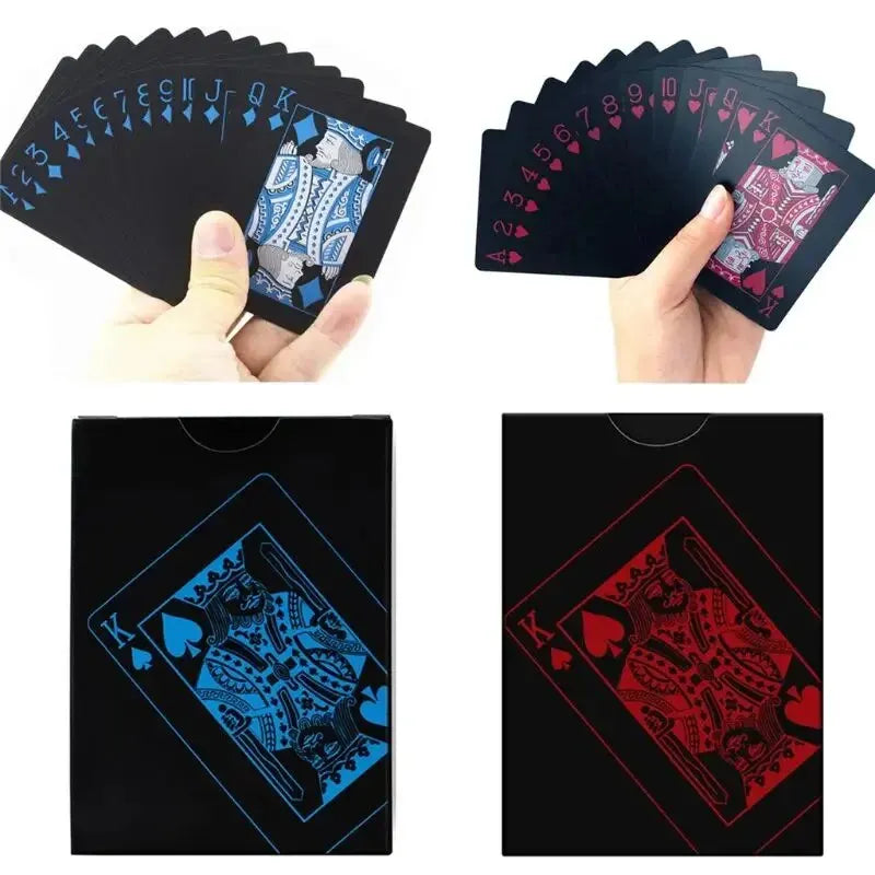 High Quality 1 Set Black Foil Plated Poker Cards Waterproof Playing Card Limited Edition Collection Magic Poker Creative Gift Qme