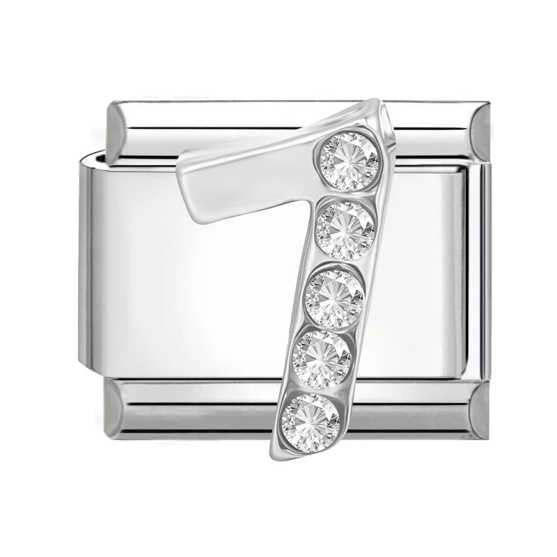 Hot Selling Shiny Zircon Numbers 0-9 Italian Charm Link 9mm Stainless Steel Modular Bracelet Jewelry Accessories DIY Wholesale Qme Style 28