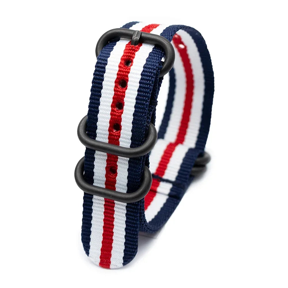Black Ring Buckle Army Sports Nylon Watch Band Wrist Strap Accessories For Samsung Huawei 18MM 20MM 22MM 24MM Qme