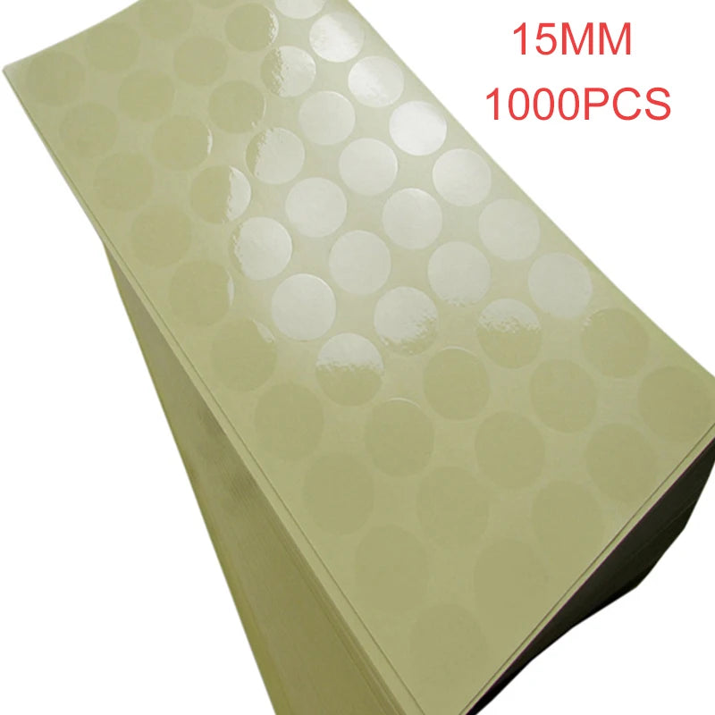 ^1000PCS 15MM clear round sticker round transparent labels circle PVC Sealing labels Qme