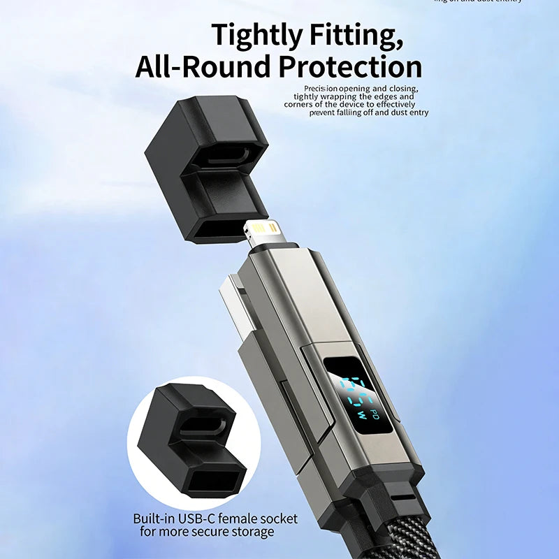 Fast Charging 4-in-1 Keychain Data Cable Smart Digital Display Qme