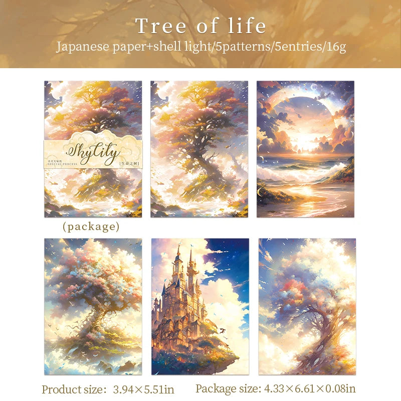 5sheets Ins Washi Paper Stickers Aesthetic Scenery Sticker for DIY Scrapbooking Journals Album Diary Art supplies Qme B