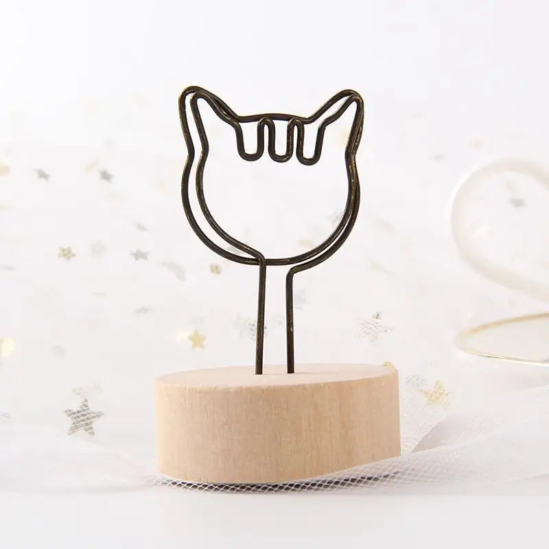 Mini Wooden Base Metal Photo Holders Creative Design Decor Photos Qme N