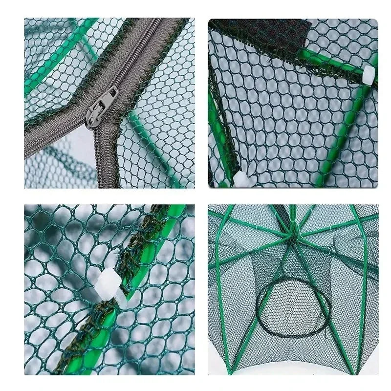 Mesh Fishing Net Tackle Cage Folding Crayfish Catcher Casting Fish Qme