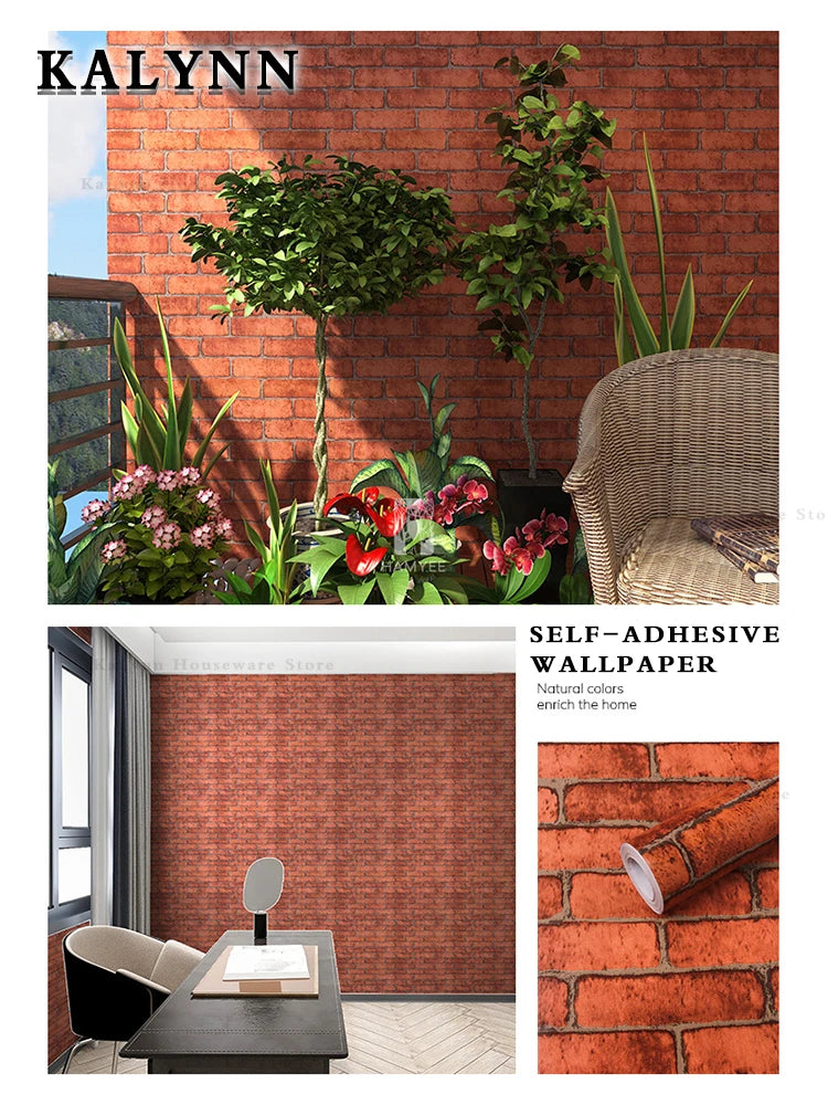 Brick Wallpaper Peel Stick Self-adhesive Wall Paper Grey Contact Pape Qme KL008685 10mx45cm