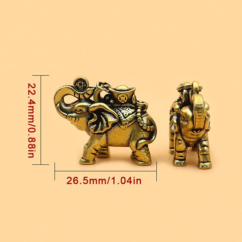 Mini Elephant Figurines Accessoires Miniatures Brass Metal Auspicious Qme