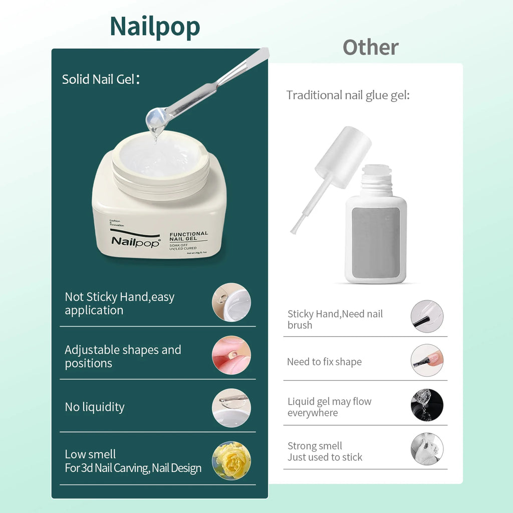 Nailpop Solid Nail Gel Adhesive Press-on Nails Ultra Strong Adhesion Qme