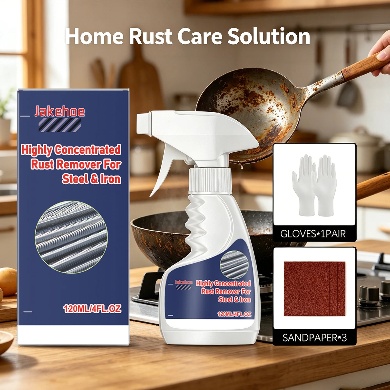 Rust Remover Kit Remove Stubborn Rust Stains Restore Metal Surfaces Shine Gentle Formula Highly Concentrated Rust Removing Spray Qme