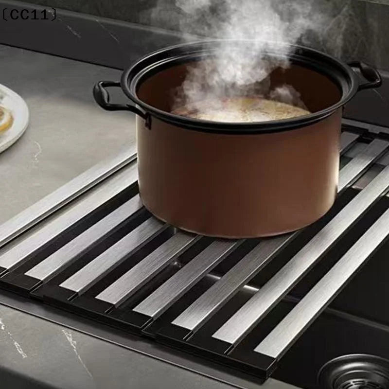 304 Stainless Steel Kitchen Sink Drain Rack Dish Foldable Telescopic Qme