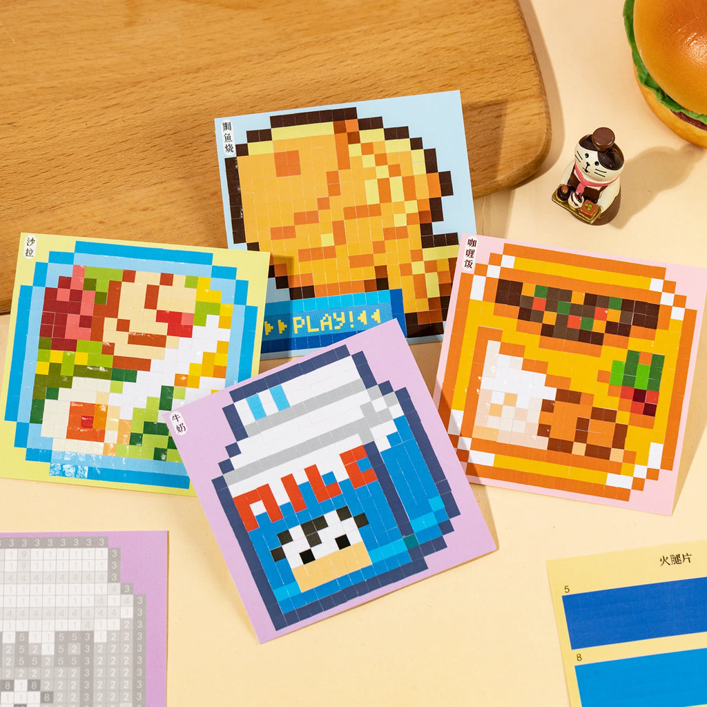 24 Sheets/Bag Cute Animal Themed Pixel Collage Stickers Mini Stress Relief Decals for DIY Scrapbook Guitar Phone Case Notebook Qme