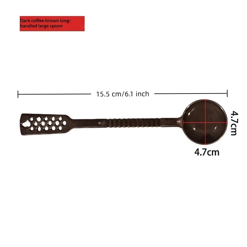 Baking Tools Measuring Spoon Non-slip Long Handle Coffee Black Scoop Qme Brown