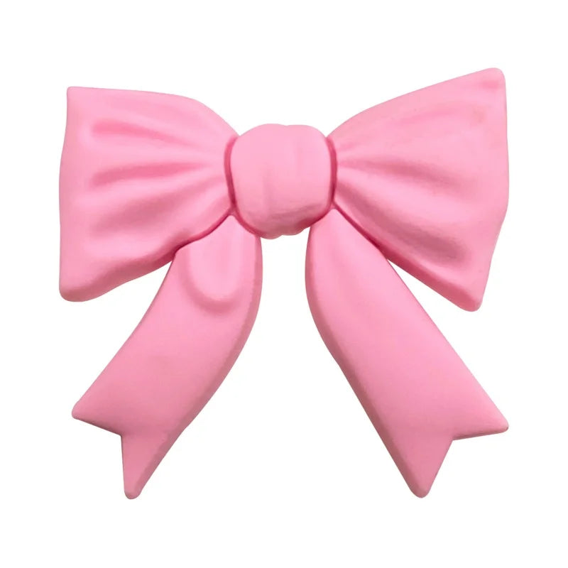 2026 Fashion 1PCS PVC Sweet Pink Red Bow Knot Shoe Charms DIY Shoe Buckle Accessories PVC Shoe Decorations Christmas Gifts Qme Style 3 CN