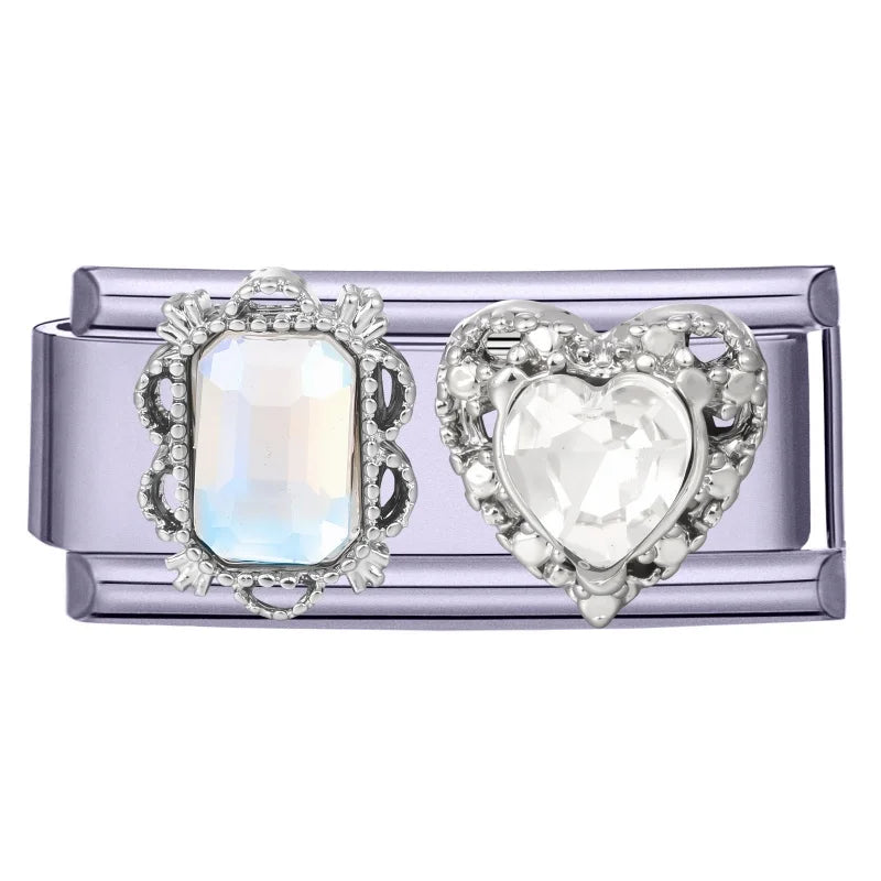 White Zircon Butterfly Stars Moon Bow Flowers Italian Charm Links Fit
