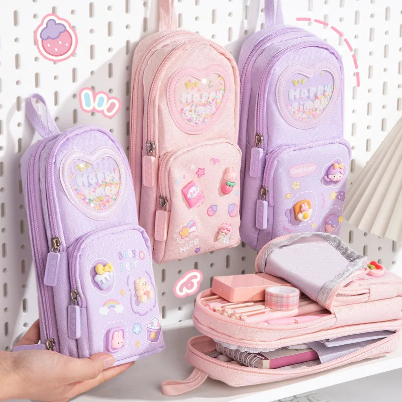 High Appearance Level Large-capacity Schoolbag And Pen Case Primary School Stationery Bag And Box Multi-functional Pen Case Qme