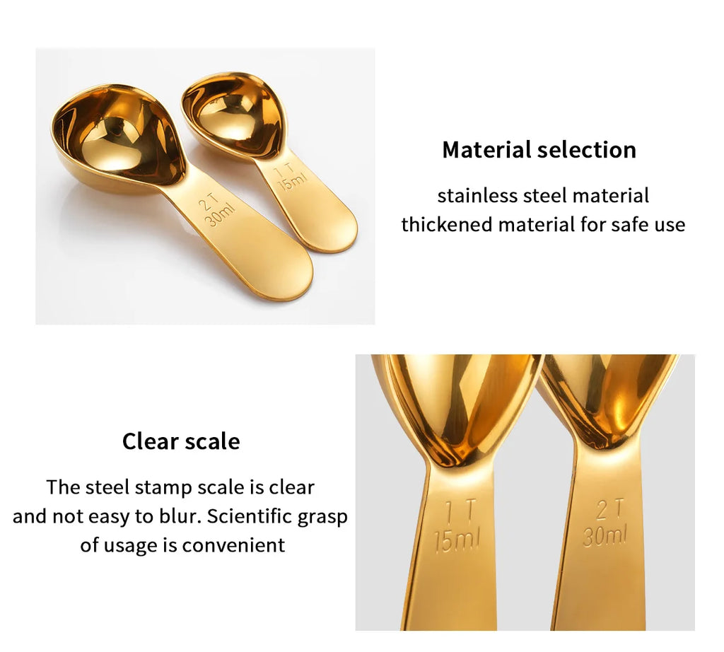 Short Handle Stainless Steel Measuring Spoon Coffee Milk Powder Tea Qme