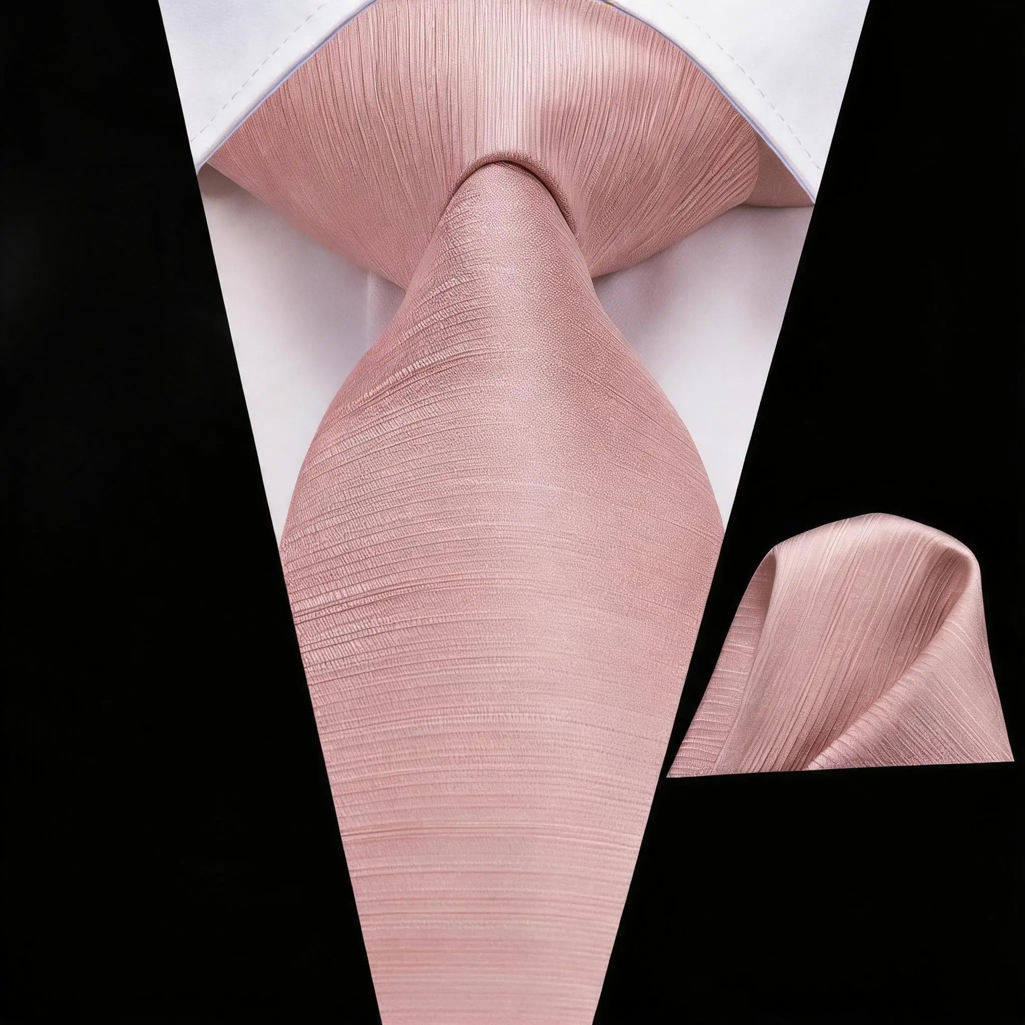Men Solid Striped Necktie Matching Pocket Square Kit Pink/Green/Yellow/Orange Elegant Accessory for Daily Formal Party Qme DPTH-LDSN3247