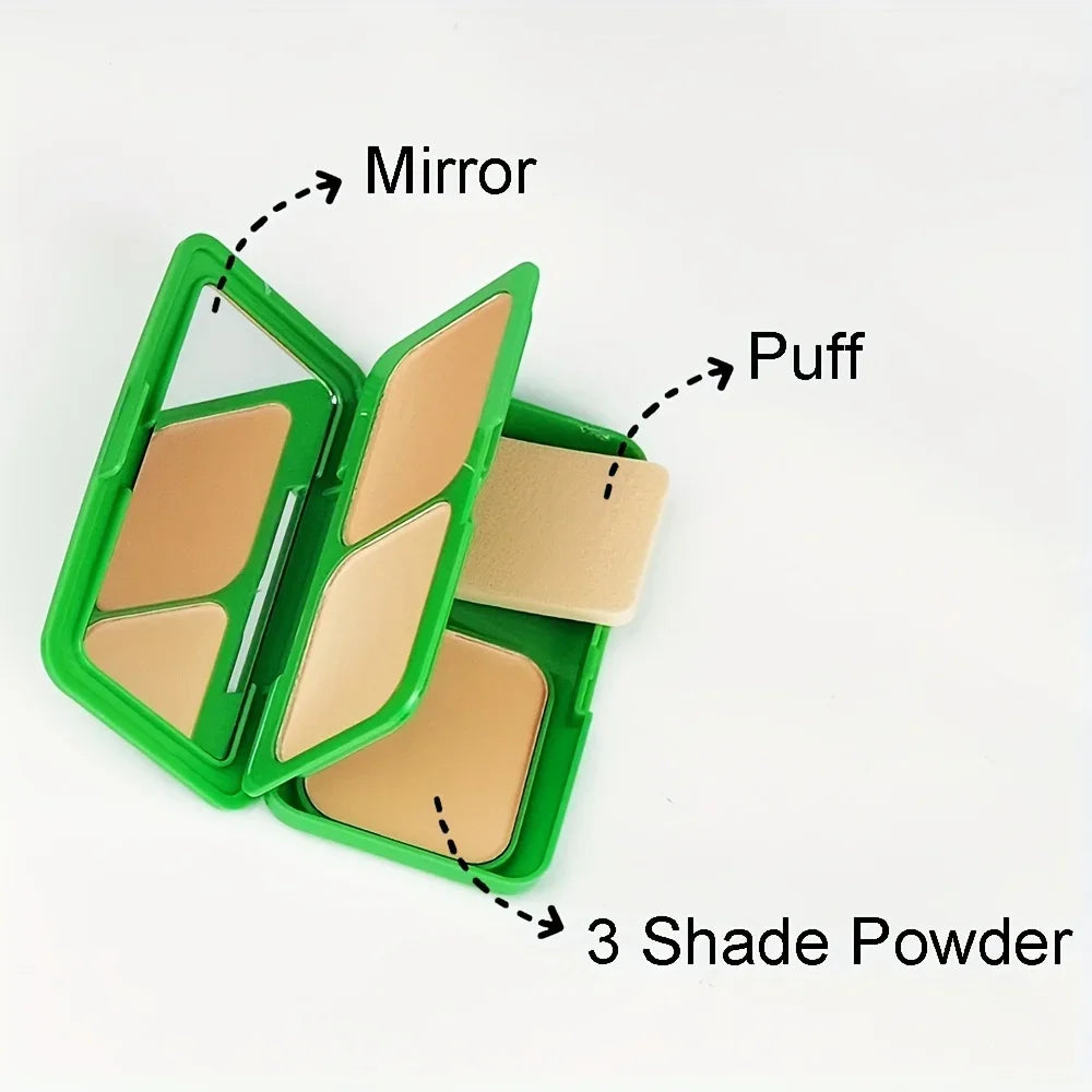 3-in-1 Double-Layer Aloe Vera Matte Powder Foundation Waterproof Sweatproof Long-Lasting Oil Control for Summer Makeup Set Qme