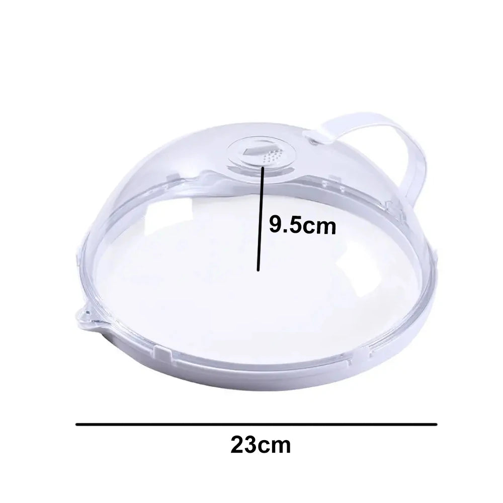 Microwave Food Splash Proof Cover Plate Transparent Cover with Handle Household Oven Heating Cover Cooking Utensils Accessories Qme 23CM