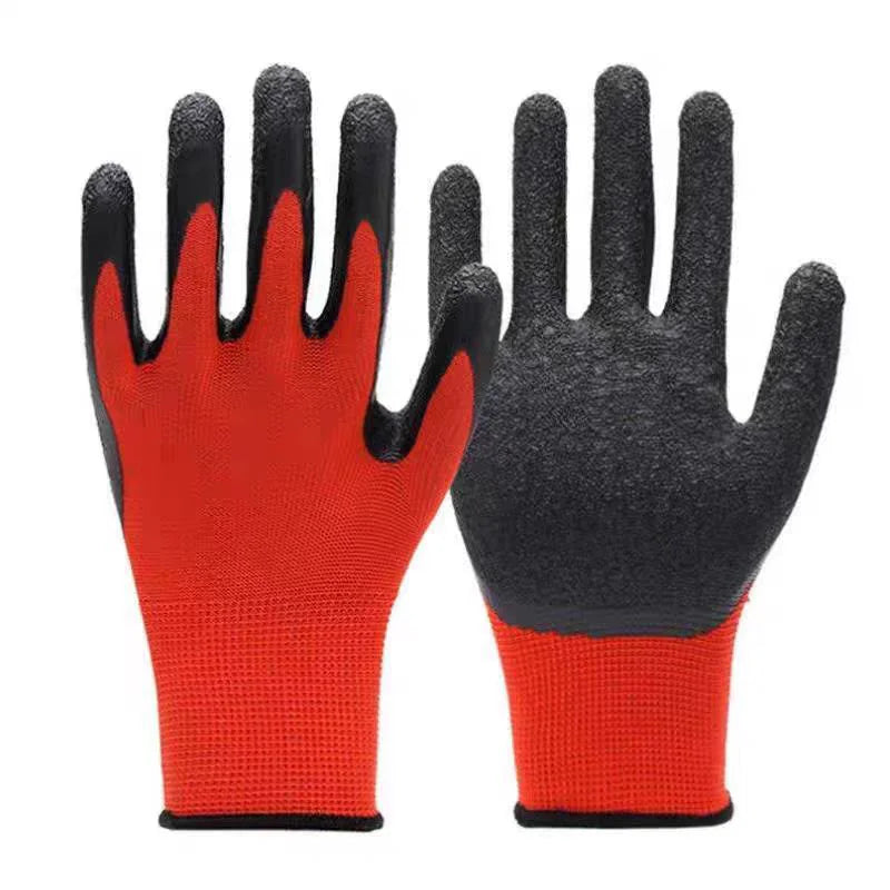 12Pairs Work Gloves Latex Rubber Coated Anti-Slip Waterproof Wear-Resistant Durable for Construction Industrial Use Qme