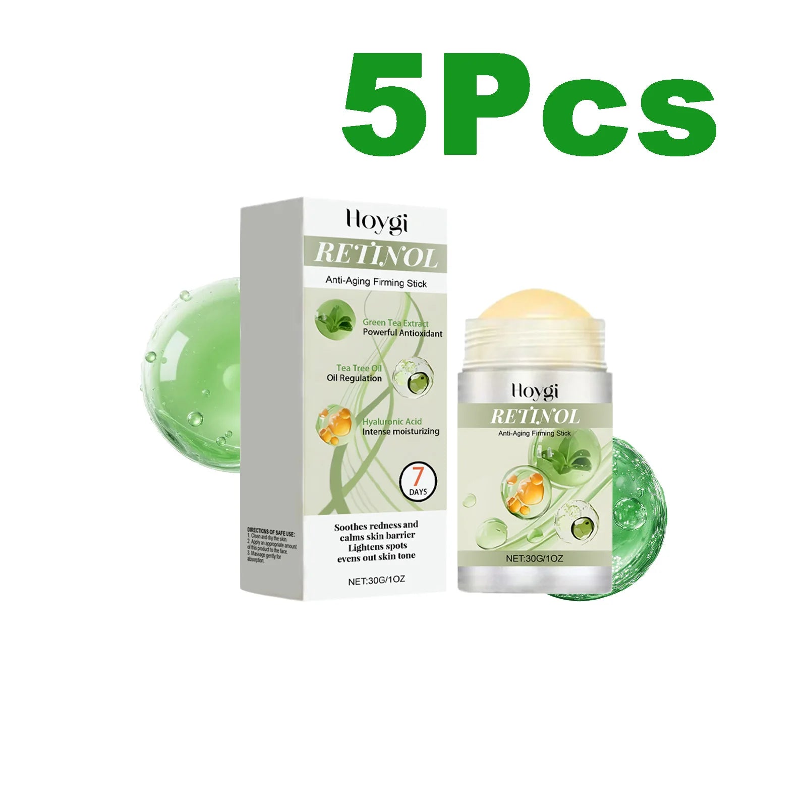 Retinol Anti-Aging Firming Stick Tightening Lifting Serum Stick Smooth Wrinkles Improves Skin Elasticity Hydration Brighten Skin Qme 5 x 30g Boxed
