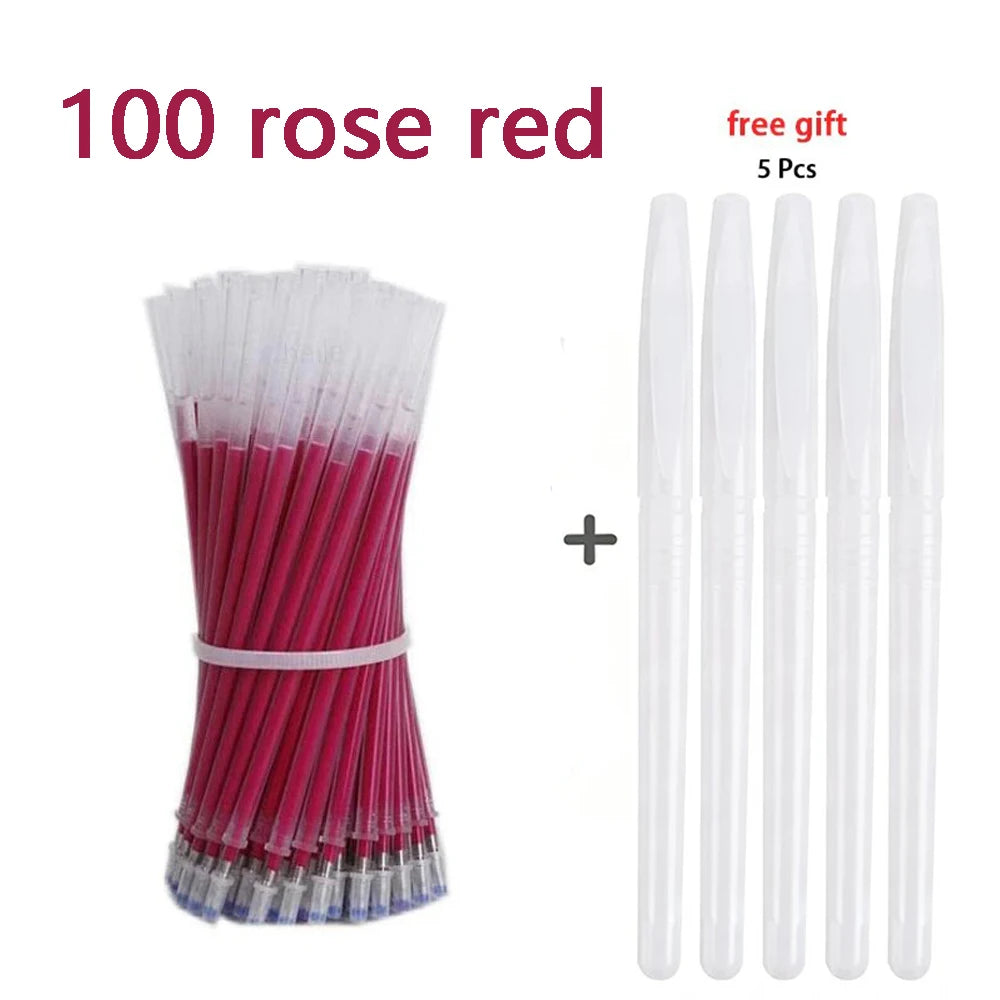 100/200/400 Pcs High Temperature Disappearing Heat Erasable Refill Set Fabric DIY Sewing Craft Clothing Marking Accessories Qme rose red 100 Pcs