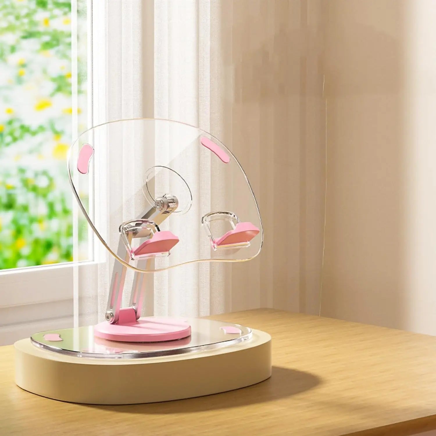 Multi Function Adjustable Lift Creative Mobile Phone Tablet Stand Aluminum Desktop Foldable Lazy Stand Cute Acrylic Plate Q16 Qme Pink