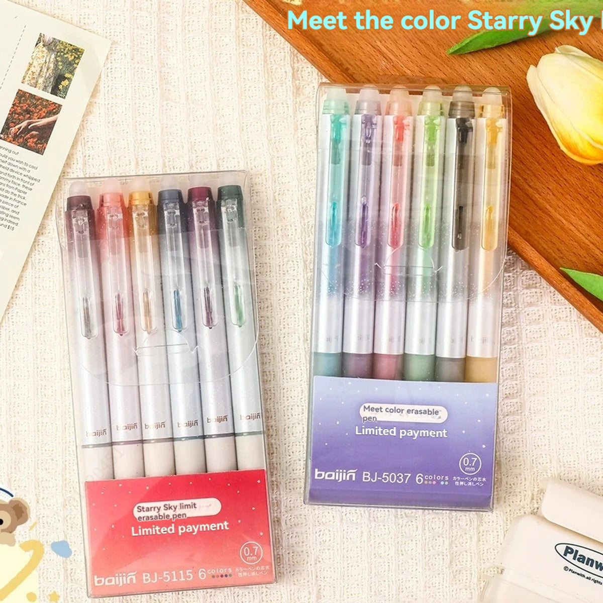 Glitter Gel Pens, 6 Colors Glitter Erasable Pens 0.7MM Fine Tip Colored Gel Marker for Drawing Art , Scrapbook, Journaling Qme