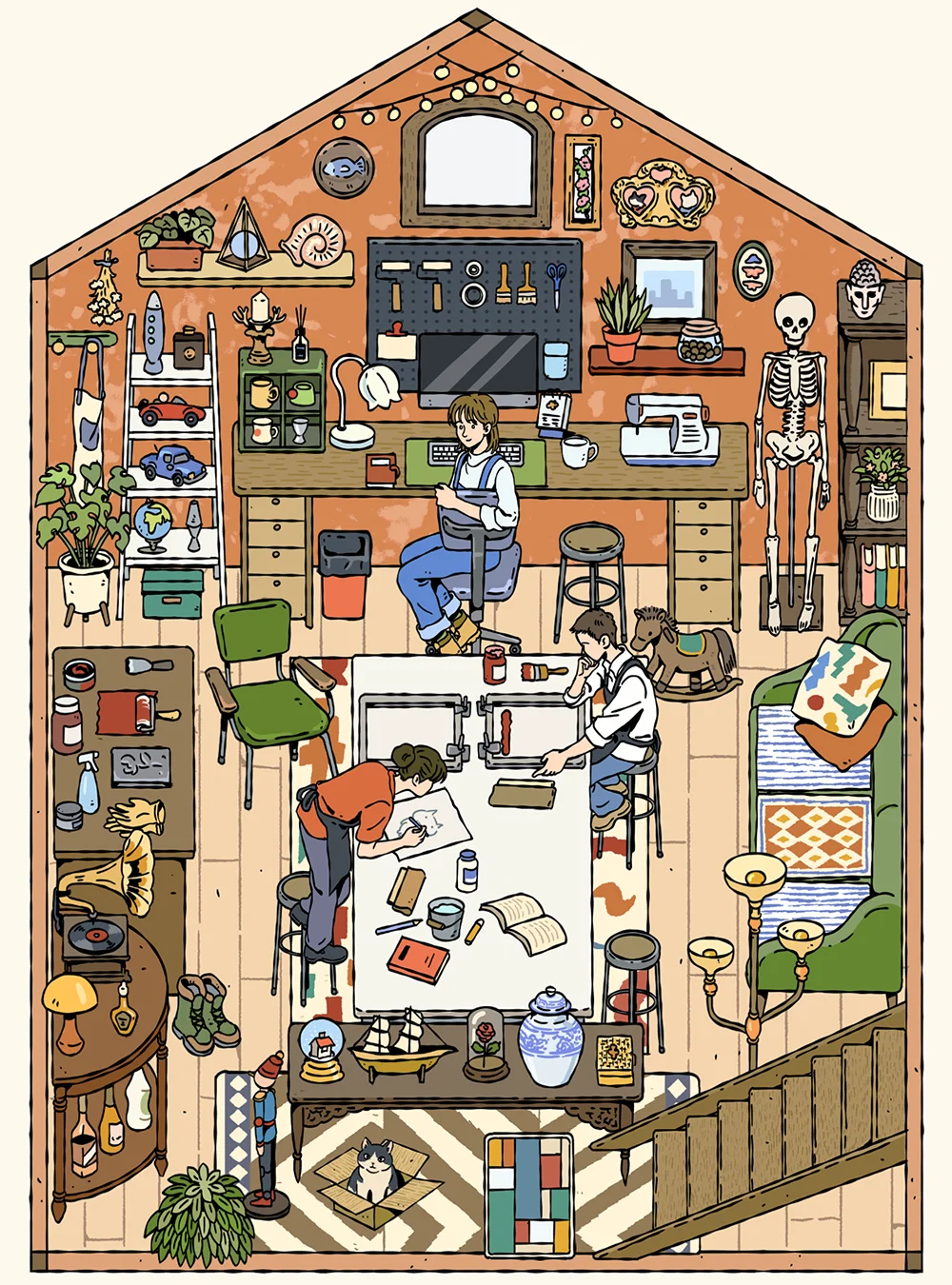 Cartoon Home stay plan DIY 3D Sticker Pocket Cabin Scene Stacking and Pasting Festival Birthday Gift for Student Stationery Qme