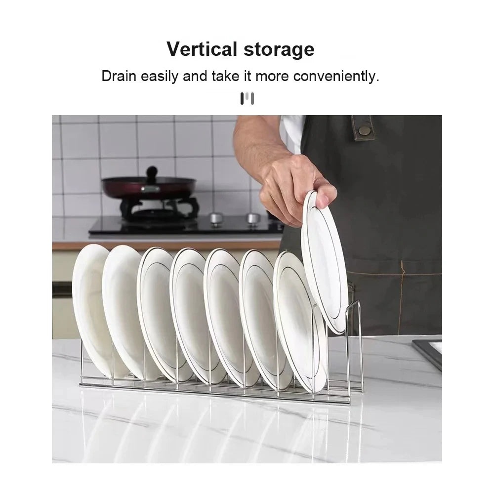 Stainless Steel Dish Draining Rack Multipurpose Silver Plates Storage Rack Space Saving Bowls Plates Drainer Holder Kitchen Qme
